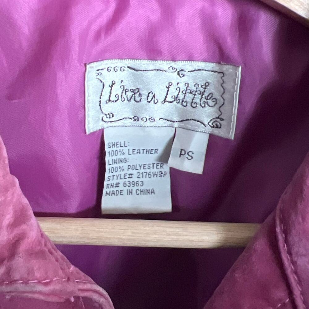Vintage Live A Little Size PS 100% Leather Pink Button Jacket - Picture 4 of 6